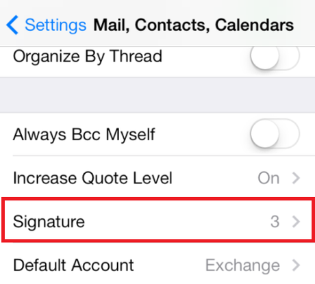 Vai alle Impostazioni e seleziona Posta, Contatti, Calendari. Dall’elenco delle opzioni, scegli l'opzione Firma.