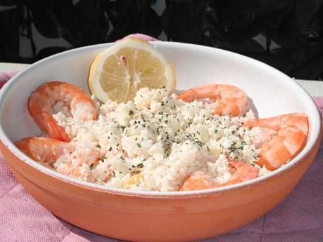 Cous cous vegetale al limone e mazzancolle