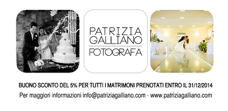 La fotografa Patrizia Galliano offre un buono sconto del 5% sui propri servizi fotografici di nozze