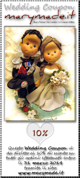 Sconto imperdibile su Cake Toppers, bomboniere ed altre stupende creazioni artigianali firmate Mary Made