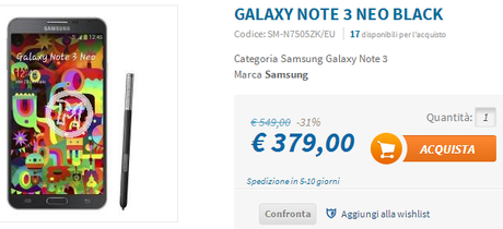 note 3 neo techmania Galaxy Note 3 Neo in offerta a 379€ da TechMania smartphone  Techmania offerta Galaxy Note 3 Neo 