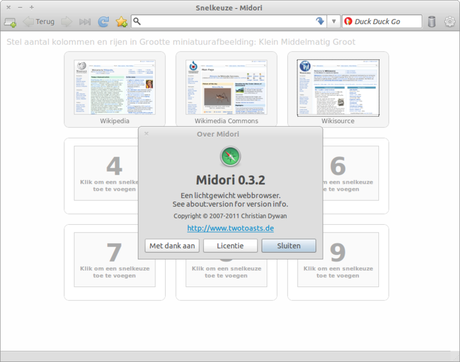 Midori browser ultraleggero e veloce per Linux.