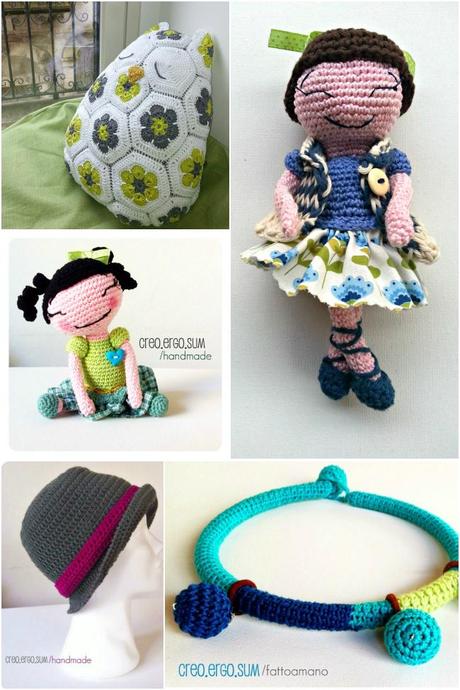 negozio handmade giorgia creo ergo sum, collane amigurumi, cuscino crochet, collaborazione a little market