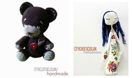 negozio handmade, giorgia creo ergo sum, carta pesta, collane amigurumi, cuscino crochet, collaborazione a little market