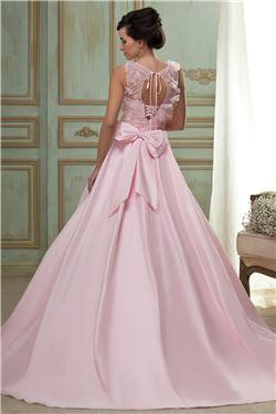 Fantastic Empire V-Neck Floor-Length Chapel Train Ruffling Appliques Wedding Dress(704)