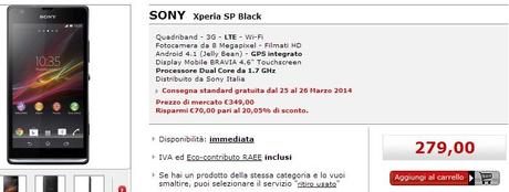 xperia sp mediaworld Sony Xperia SP, super sconto Mediaworld a 279€ smartphone  