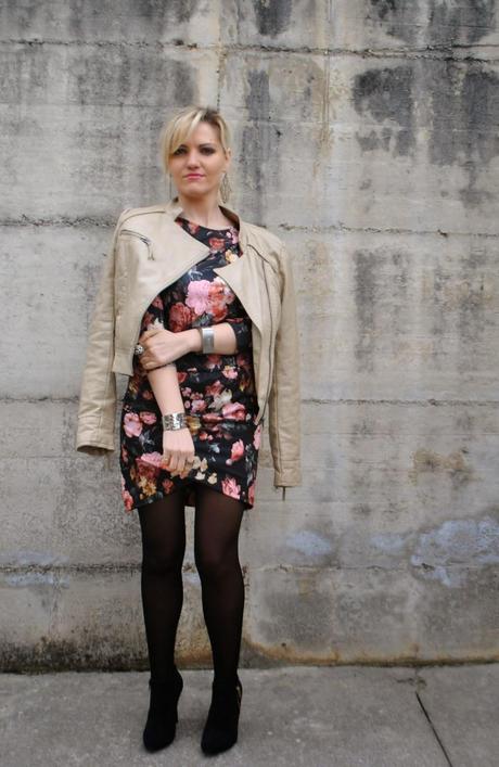 A FLORAL DRESS AND A BIKER JACKET