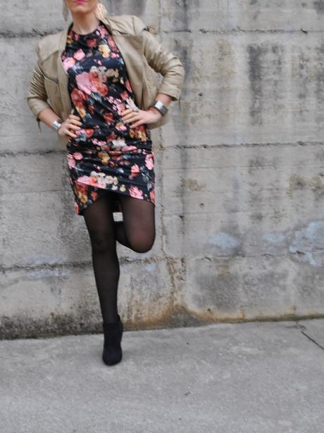 A FLORAL DRESS AND A BIKER JACKET