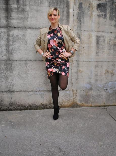 A FLORAL DRESS AND A BIKER JACKET