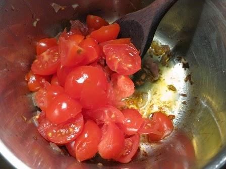 L a crudaiola e il sughetto con il lardo ma... con i pomodori di Pachino!!!