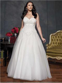 Graceful A-Line Sweetheart Appliques Beading Sweep Train Charming Wedding Dress