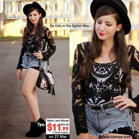 Black Lace Blouse in 3D