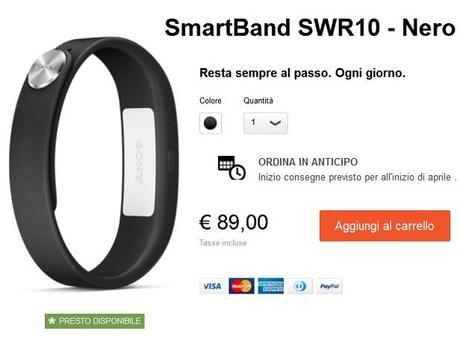 Sony Smartband in preordine a 89€, in vendita dalla prossima settimana