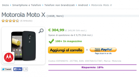 Motorola Moto X 16GB Nero SM3761AE7B1 EXPANSYS Italia 600x336 Motorola Moto X disponibile a 304 euro su Expansys Italia smartphone  Motorola Moto X Moto X 