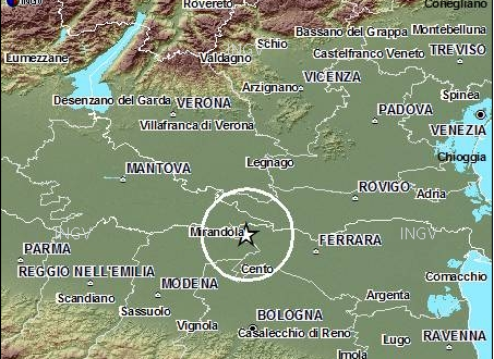 Scossa di terremoto tra province di Rovigo, Modena e Mantova