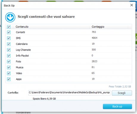 Backup 600x503 Wondershare MobileGo: gestiamo il nostro dispositivo Android da computer in semplicità! guide  Wondershare MobileGo Wondershare Mobile GO Gestire Android PC 