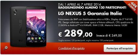 nexus5 cooponline Nexus 5 a 289€ da Coop Online, ma solo con gruppo di acquisto smartphone  offerta nexus 5 lg coop online 