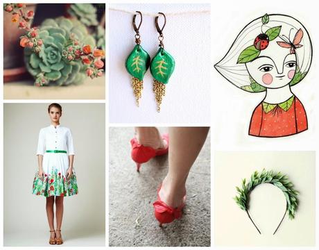 Green&red inspirations and emerald leaf earrings: It's Spring!