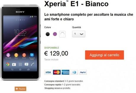 Sony Xperia E1 Sony Store 600x411 Sony Xperia E1 ufficialmente disponibile a 129 € smartphone  