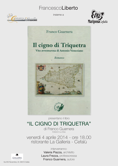 Cefalù 4 aprile, Si presenta “Il cigno di Triquetra” di Franco Guarnera, Edizioni La Zisa.