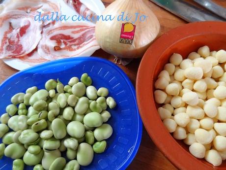 Chicche di patate con fave e pancetta arrotolata