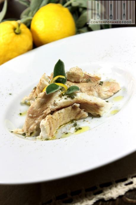 spinarolo nocciolino insalata contemporaneo food Pesce nocciolino o spinarolo in insalata al profumo di limone e salvia