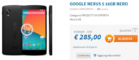 nexus 5 offerta Nexus 5 in offerta: 285€ su TechMania, 299€ su GliStockisti smartphone  Techmania offerta nexus 5 glistockisti 