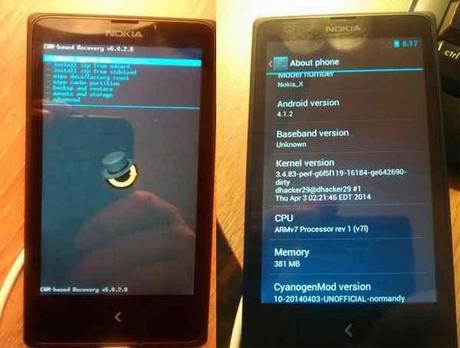 Nokia X recovery ClockWorkMod e TWRP e Android 4.1.2