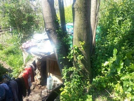 Via Cilicia. L'accampamento che affaccia sul treno, alla bella vista di tutti coloro che arrivano da Fiumicino