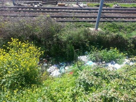 Via Cilicia. L'accampamento che affaccia sul treno, alla bella vista di tutti coloro che arrivano da Fiumicino