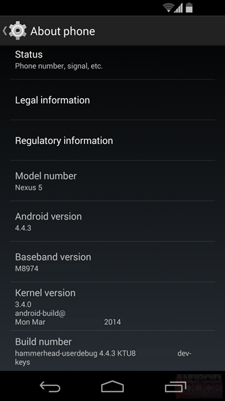 Android 4.4.3 KitKat Nexus 5