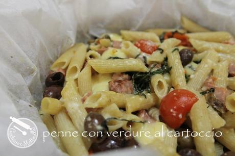 penne con verdure al cartoccio