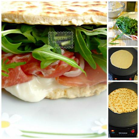 Piadine squaquerone rucola e crudo or Piadinas with ham, rocket and cheese