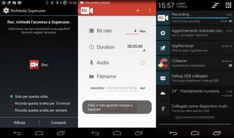 rec screen recorder 600x355 Rec Screen Recorder: come registrare su smartphone con Android 4.4 Kitkat applicazioni  play store google play store 