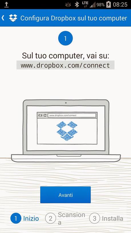 Collegamento ultra-veloce di Dropbox al computer (o ad altro dispositivo).