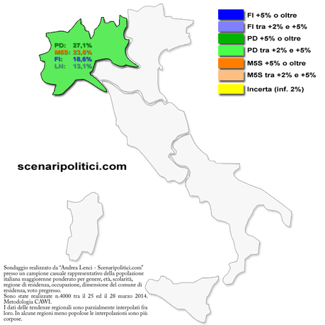 Sondaggio EUROPEE Circ. NORD-OCCIDENTALE 31 marzo