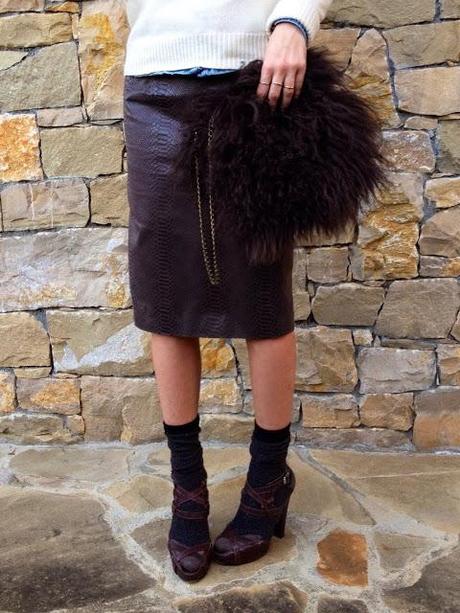 A LEATHER PENCIL SKIRT