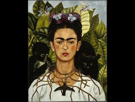 frida khalo autoritratto con collana di spine e colibrì