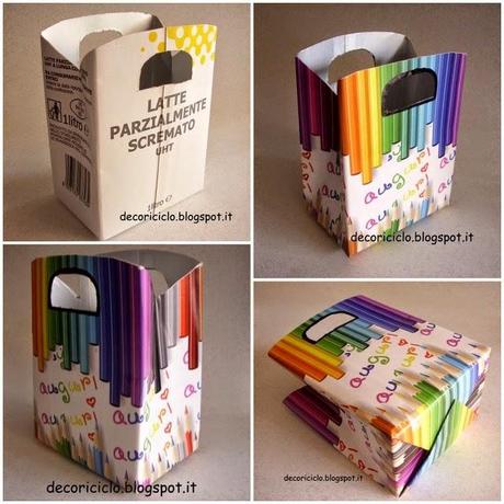 Riciclo tetrapack: sacchetto regalo da brick del latte + 2° Sfida a colpi di poesia