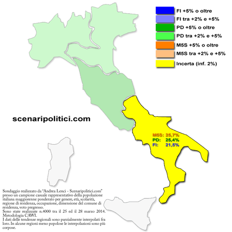 Sondaggio EUROPEE Circ. MERIDIONALE 31 marzo