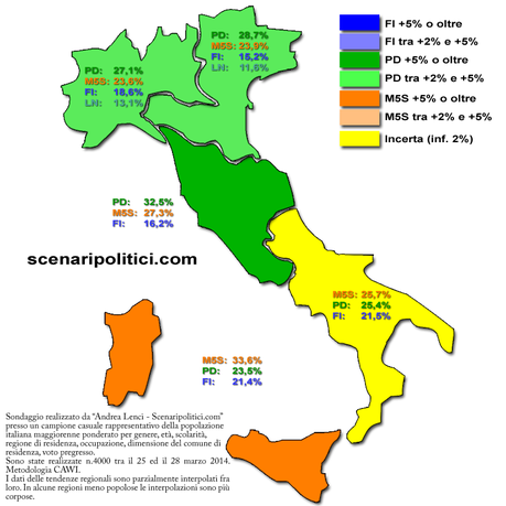 Sondaggio Circoscrizioni EUROPEE 31 marzo