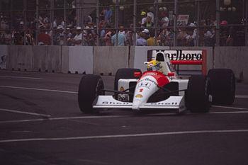 Ayrton Senna driving for McLaren at the 1991 U...