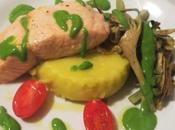 Salmone, patate, carciofi rucola