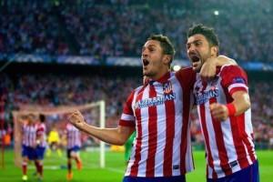 Koke festeggia dopo il gol al Barcellona