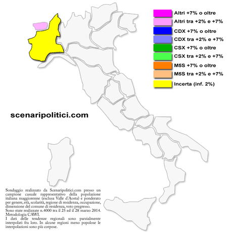 Sondaggio PIEMONTE 31 marzo 2014