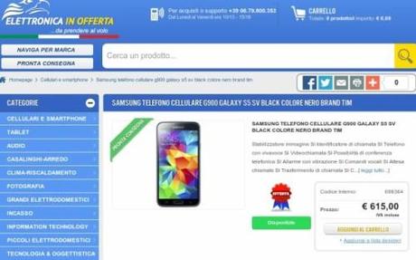 offerta samsung galaxy s5 garanzia italia 615 euro