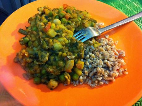 il mio salva-cena: farro allo zenzero con curry di verdure