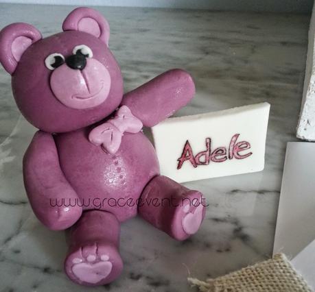 Battesimo Teddy Glicine con Cake Topper