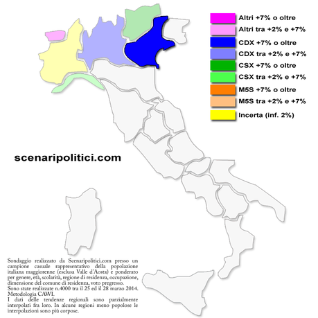 Sondaggio VENETO 31 marzo 2014 (SCENARIPOLITICI) – POLITICHE