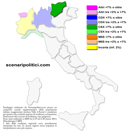 Sondaggio TRENTINO ALTO ADIGE 31 marzo